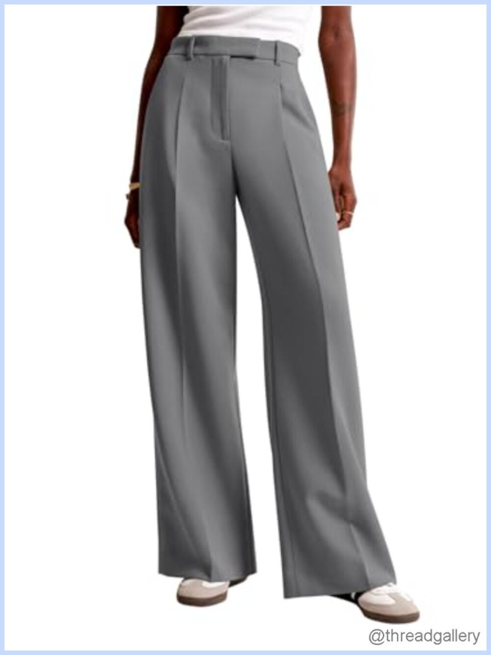 Women's Wide Leg High Waisted Dress Trousers with Pockets